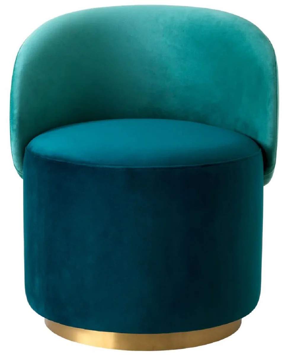 Luxury velvet dining room chair green / turquoise / brass 60 x 55 x H. 73.5 cm - swivel chair with elegant velvet fabric - dining room furniture - luxury furniture - luxury quality