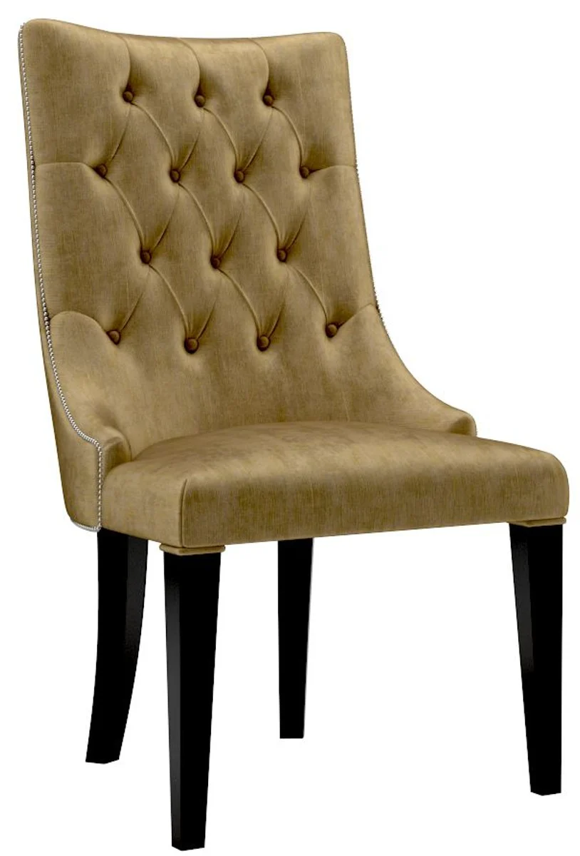 Luxury Baroque dining room chair set gold / black / silver 54 x 55 x H. 110 cm - Noble kitchen chairs with velvet fabric - Baroque chairs set of 6 - Dining room furniture