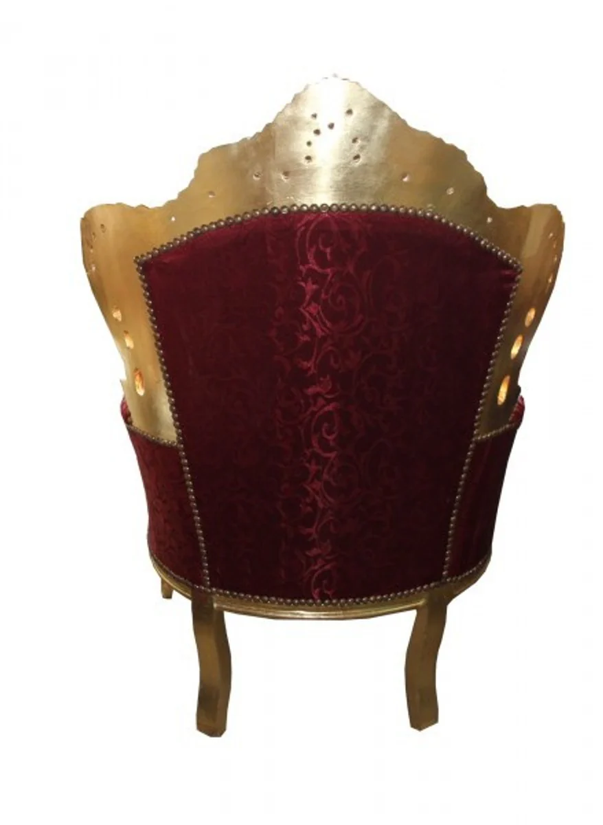 Baroque armchair King Bordeaux pattern fabric / gold - furniture antique style