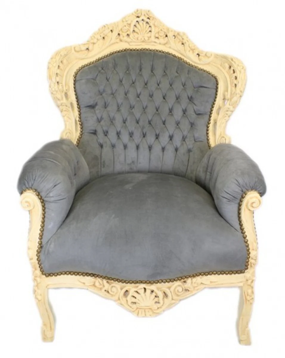 Baroque Armchair King Gray / Antique Style Cream - Antique Style Furniture