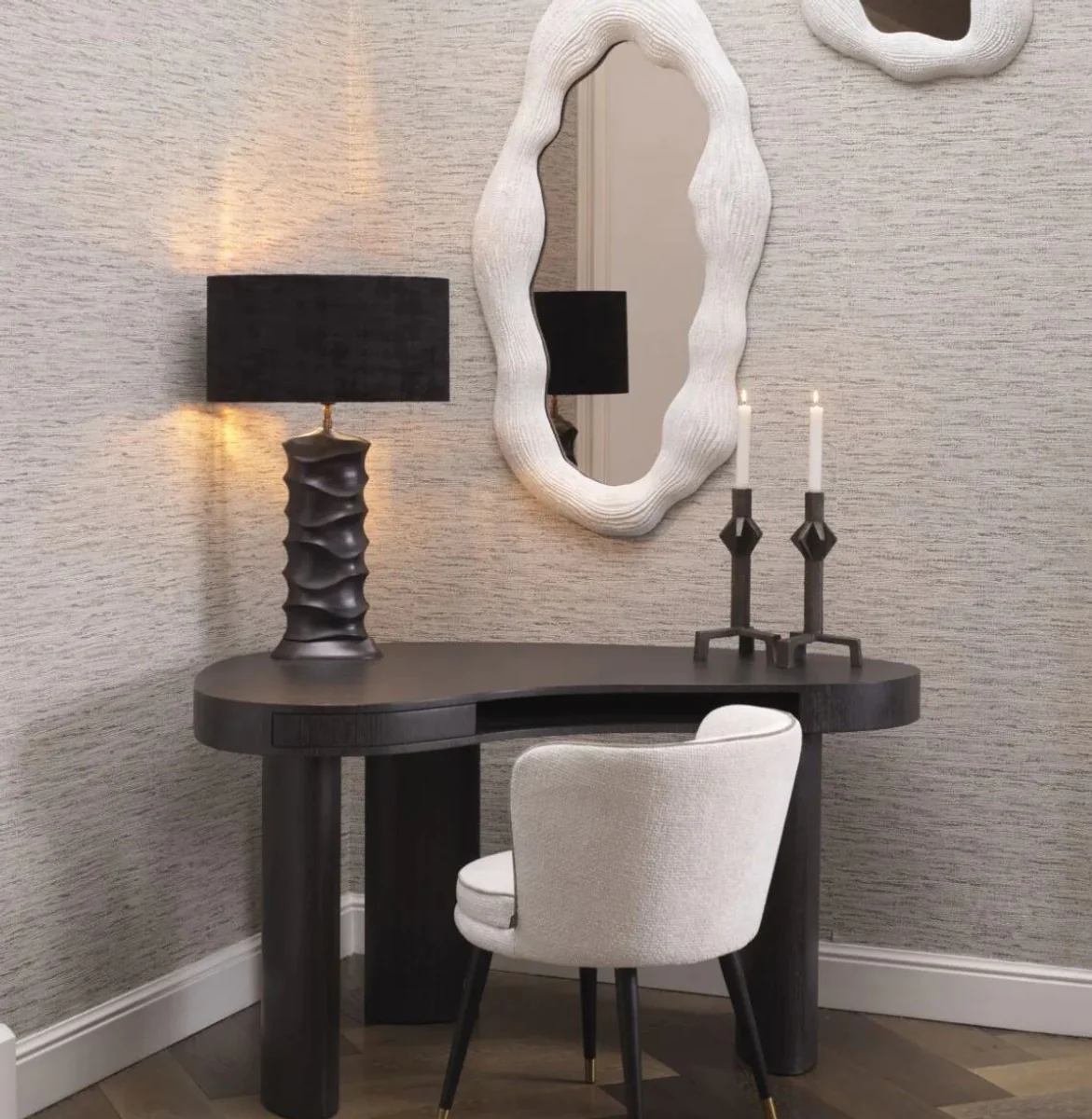 Luxury mirror white / bronze 71 x 6 x H. 123 cm - Oval designer wall mirror - Cloakroom mirror - Bedroom mirror - Luxury quality