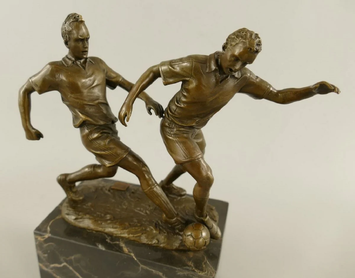 Bronze sculpture 2 football players bronze / gray H. 23 cm - desk decoration