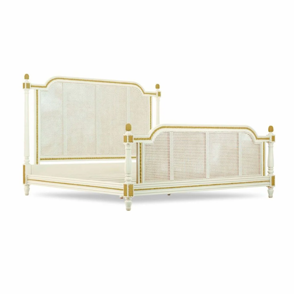 Luxury Baroque Double Bed Ivory/Gold - Baroque Style Bedroom Furniture