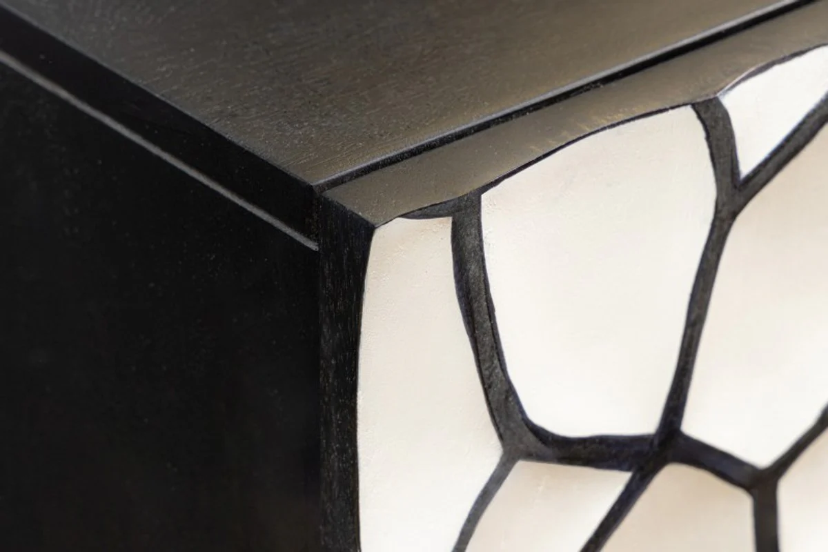 Sideboard in 3D look black / white / gold - modern solid wood furniture