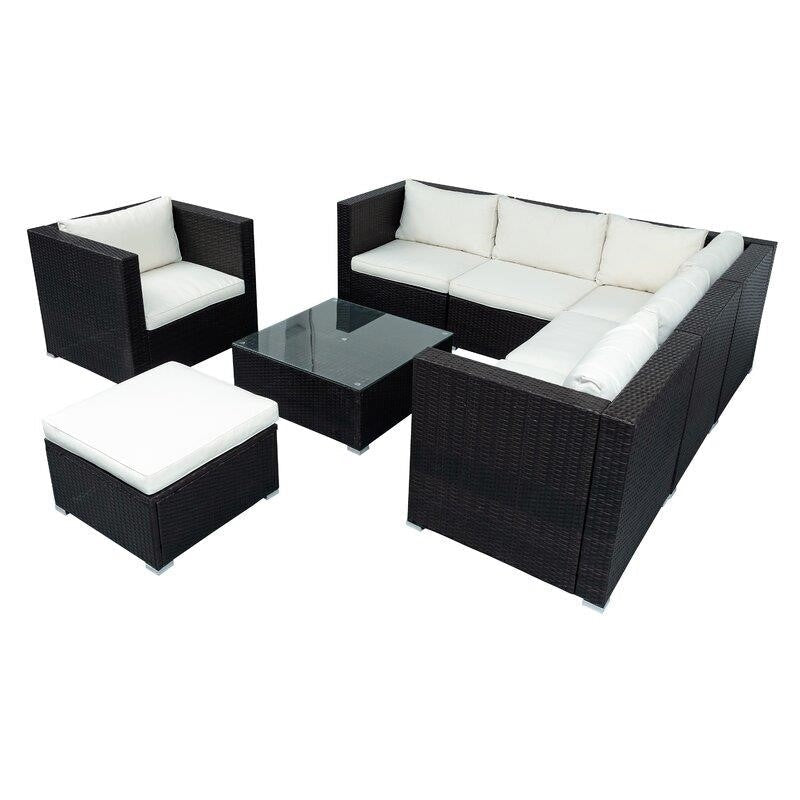 Lancaer Wicker/Rattan 6-person seating group with cushions