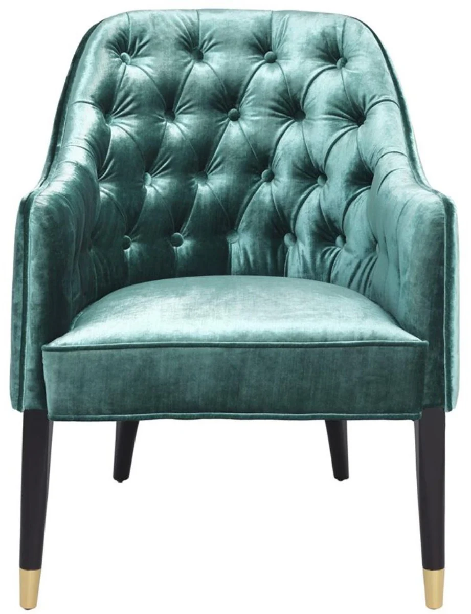 Luxury armchair Aegean green / black / gold 65 x 80 x H. 88 cm - Chesterfield Furniture
