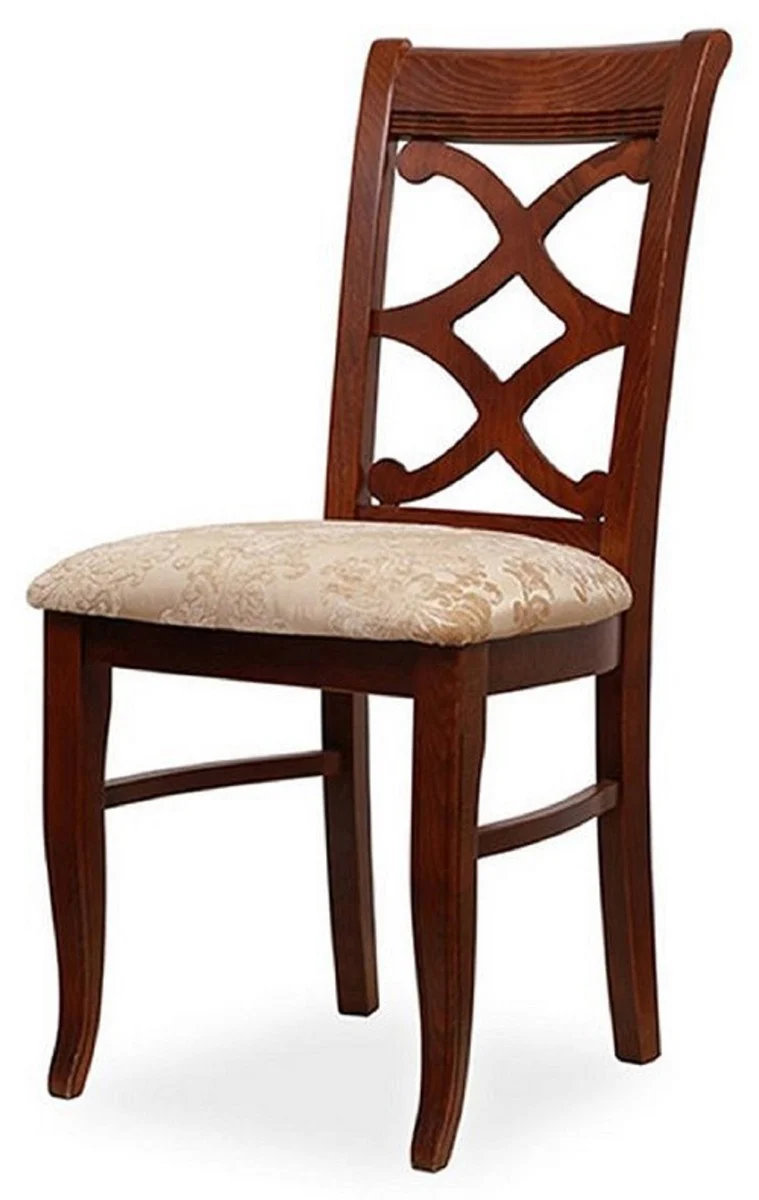 Biedermeier dining room chair set of 6 beige / dark brown 49 x 56 x H. 92 cm - Solid wood kitchen chairs - Solid wood dining room furniture - Biedermeier dining room furniture