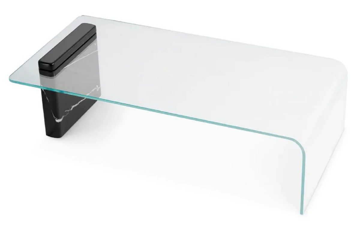 Luxury coffee table with glass top black 133.5 cm - luxury furniture