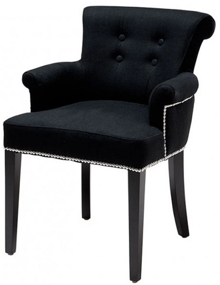 Luxury dining room chair set of 4 black - solid wood kitchen chairs with armrests and elegant velvet fabric - luxury dining room & restaurant furniture