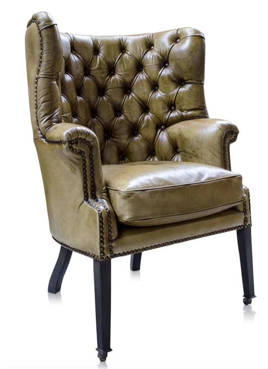 Luxury genuine leather armchair yellow / black 84 x 85 x H. 112 cm - luxury hotel furniture