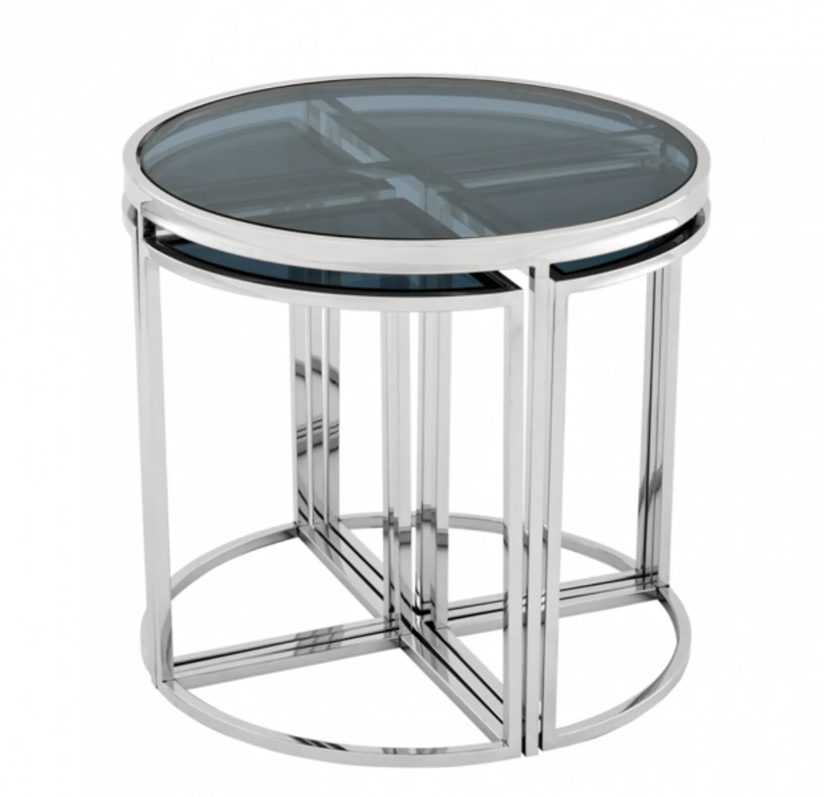 Luxury Art Deco designer side table set of 5 with smoked glass - luxury quality
