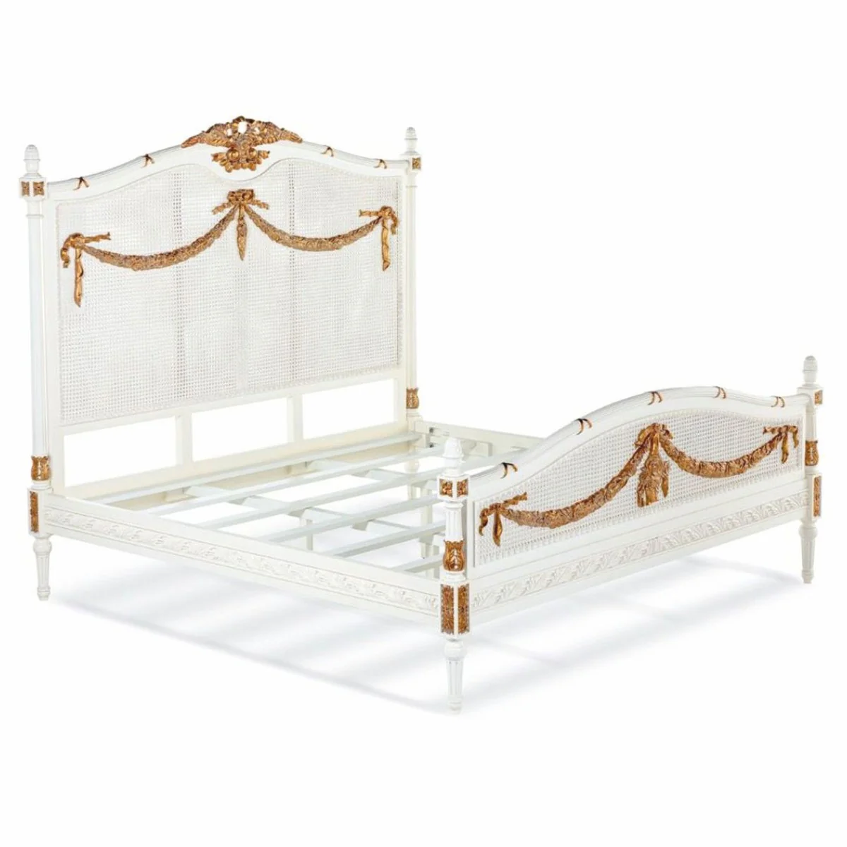 Luxury Baroque Double Bed Ivory / Gold - Baroque Bedroom Furniture