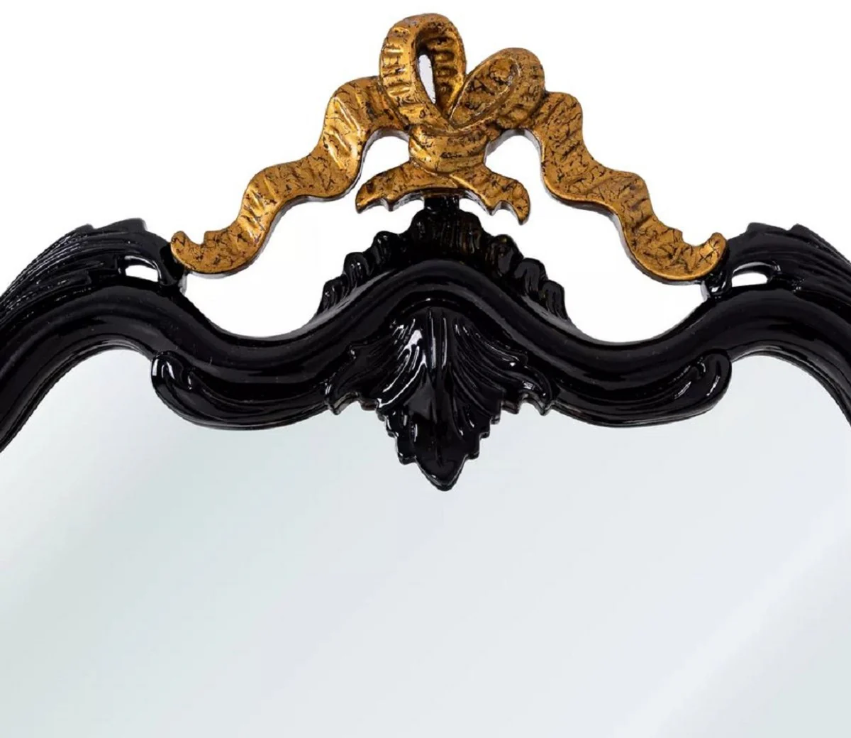 Luxury baroque mirror black / antique gold H. 97 cm - baroque style furniture