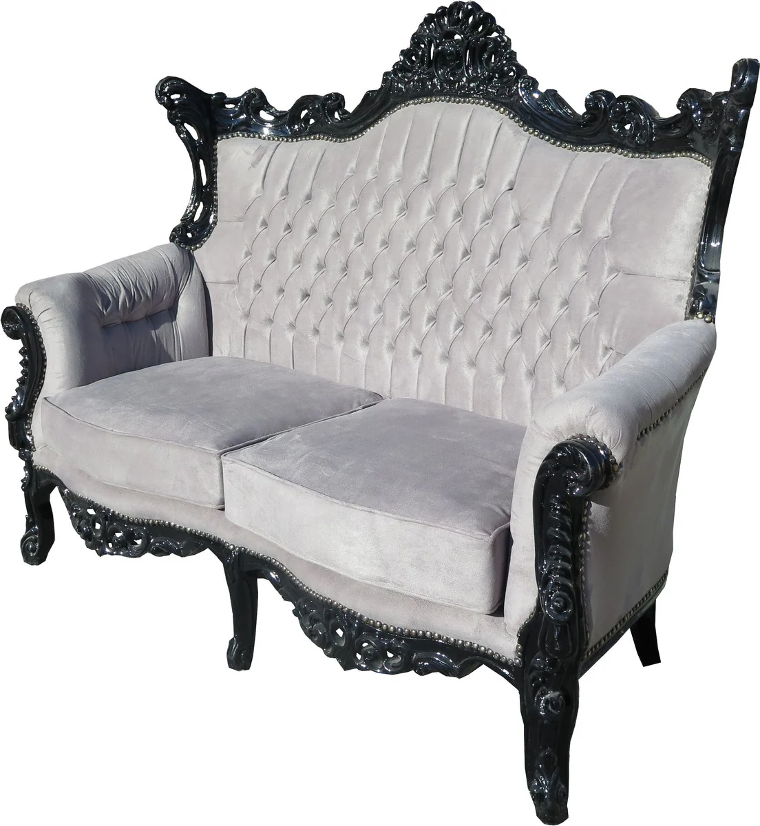 Baroque 2-Seater Sofa Master Gray / Black - Antique Style Living Room Furniture - Limited Edition