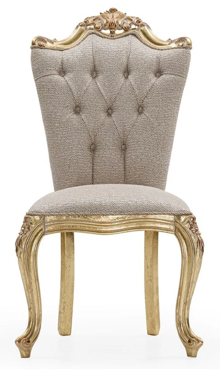 Luxury Baroque Dining Room Chair Set of 8 Gray / Gold - Magnificent Baroque Style Kitchen Chairs - Luxury Dining Room Furniture in Baroque Style - Baroque Dining Room Furniture - Baroque Style Furniture