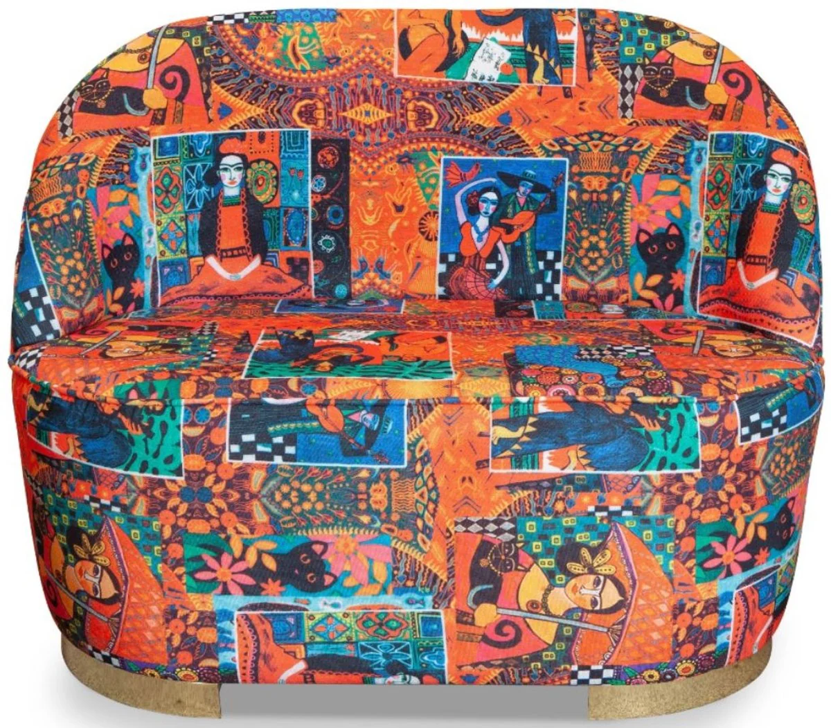 Designer Art Deco Living Room Set Multicolored / Gold - 2 Sofas & 2 Swivel Armchairs - Living Room Furniture - Art Deco Furniture