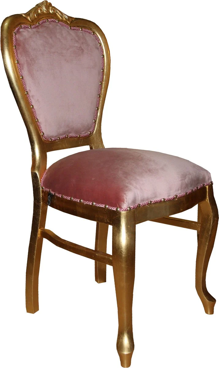 Baroque Luxury Women's Chair Pink / Gold - Women's Dressing Table Chair - Limited Edition