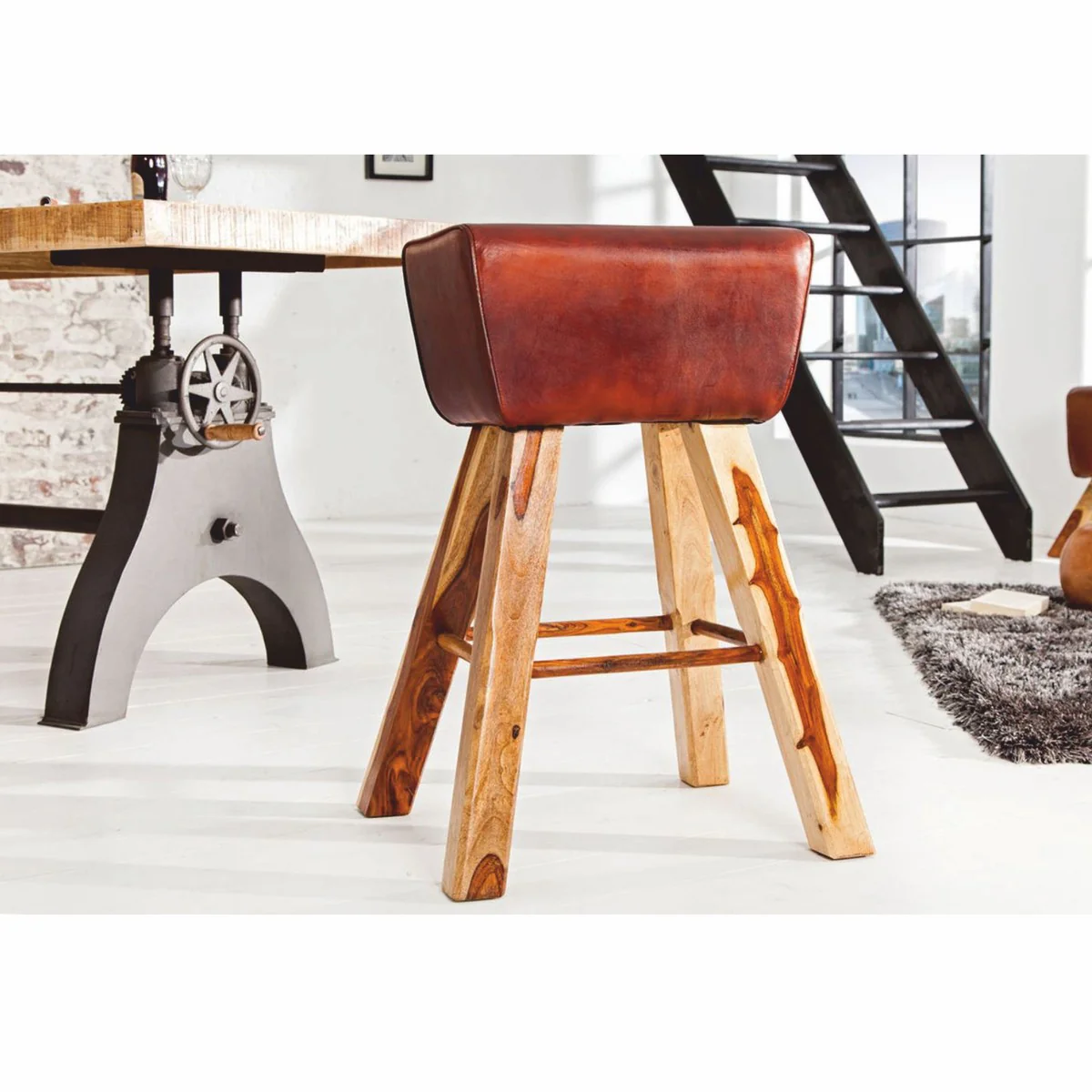 Designer genuine leather bar chair brown - bar stool - furniture restaurant hotel