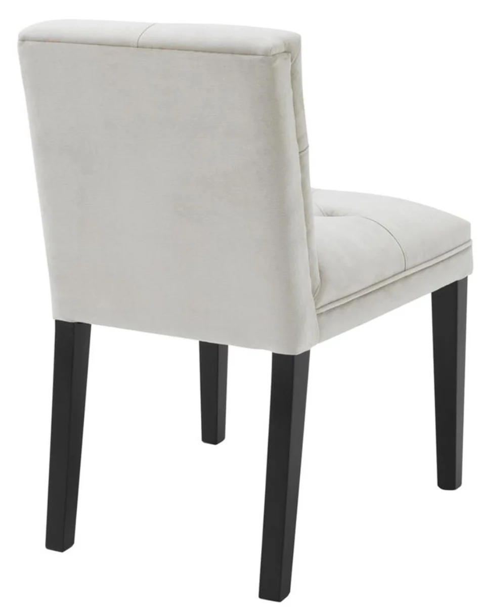 Luxury dining room chair in light gray with black legs 50 x 59 x H. 79 cm - Dining room furniture