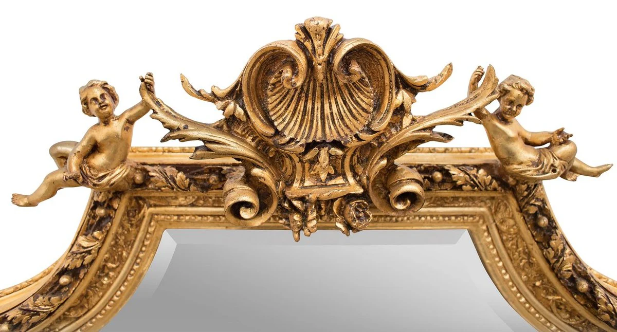 Baroque mirror gold with angel figures 100 x H. 175 cm - antique style furniture wall mirror