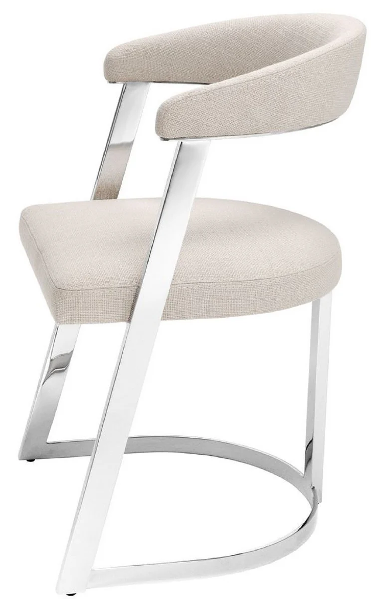 Designer chair with armrests natural color / silver 53.5 x 49 x H. 78 cm - dining room chair - office chair - designer furniture