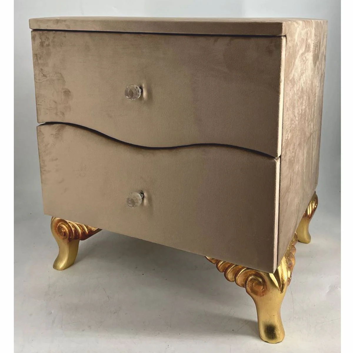 Baroque night dresser with 2 drawers brown / gold - baroque style bedroom furniture