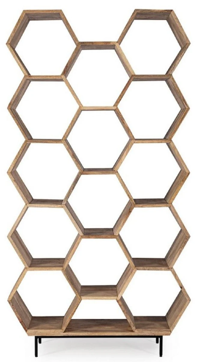 Luxury bookcase brown / black 100 x 30 x H. 186 cm - solid wood cabinet - shelf cabinet - living room furniture - office furniture - luxury furniture