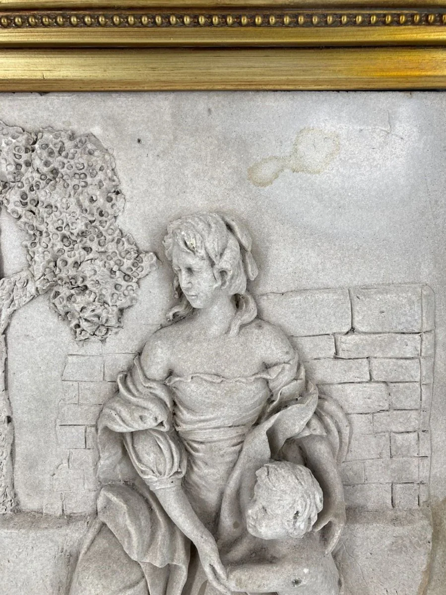 Baroque wall relief gray / gold 44.5 x H. 55 cm - antique style wall decoration stone relief with splendid frame - decorative accessories in the baroque style - baroque wall decoration