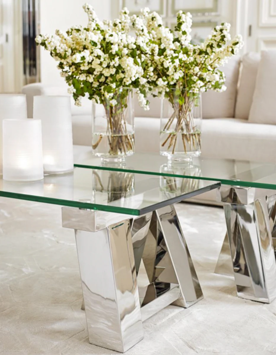 Art Deco luxury coffee table 190 x 45 x H. 36 cm - living room salon table - living room table furniture