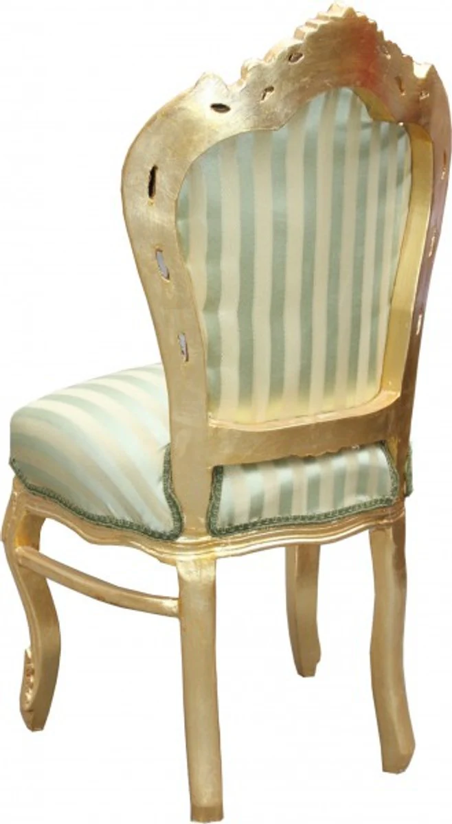 Baroque Dining Chair Green / Cream Stripes / Gold