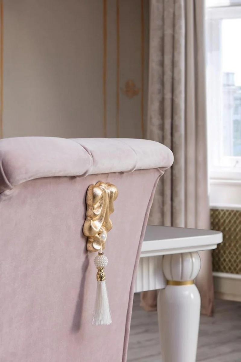Luxury Baroque Dining Room Set Pink / White / Gold - 1 Dining Table & 6 Dining Chairs - Baroque Dining Room Furniture
