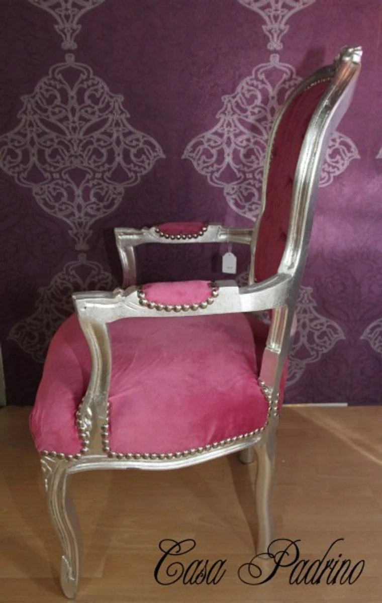Baroque Salon Chair Pink/Silver - Baroque Antique Style Furniture