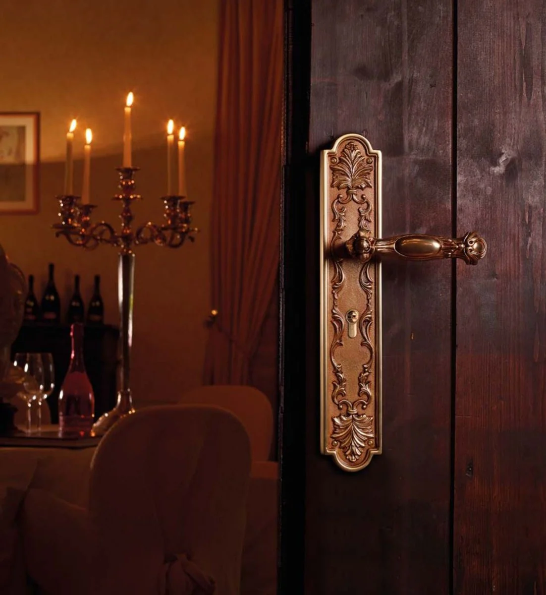 Baroque door handle set French gold 18.4 x H. 41.8 cm - Baroque style door handle set