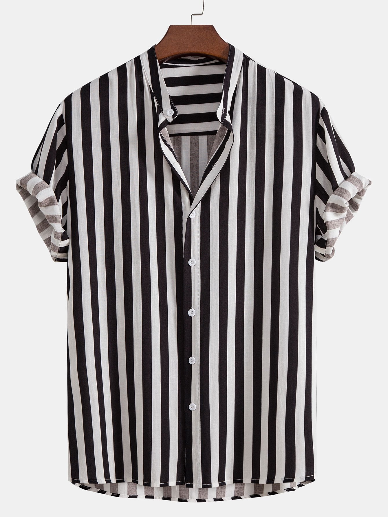 Striped Stand Collar Shirt
