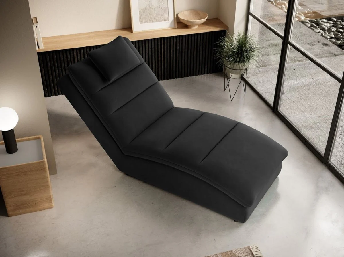 Luxury chaise longue with pillows black 85 x 170 x H. 92 cm - living room lounger - lounger - lounger - living room furniture - luxury furniture