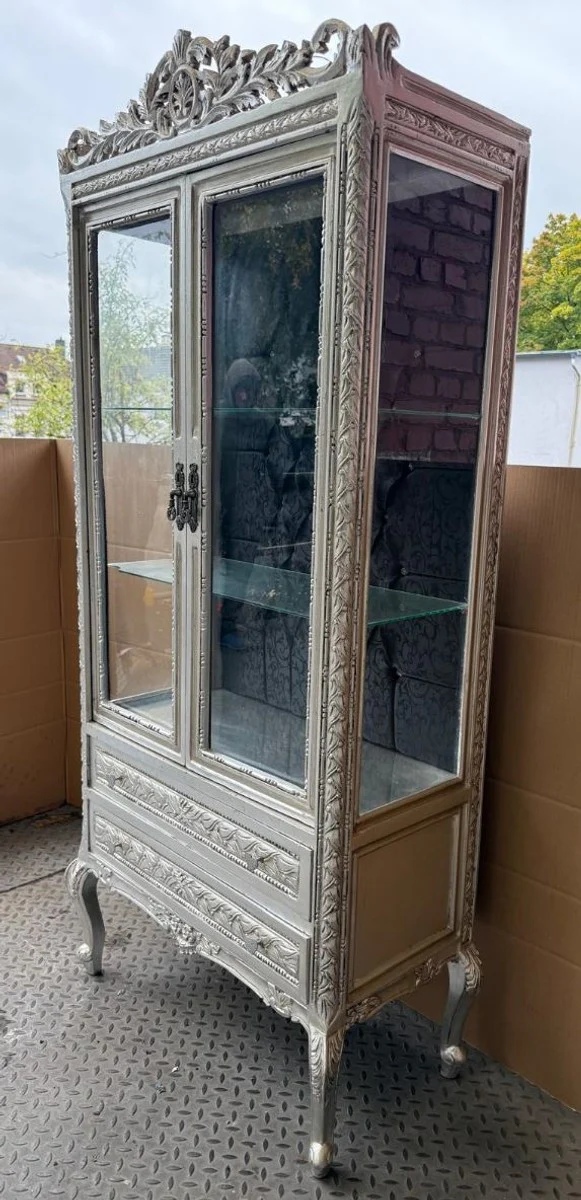 Baroque solid wood display cabinet silver 84 x H. 183 cm - Baroque furniture