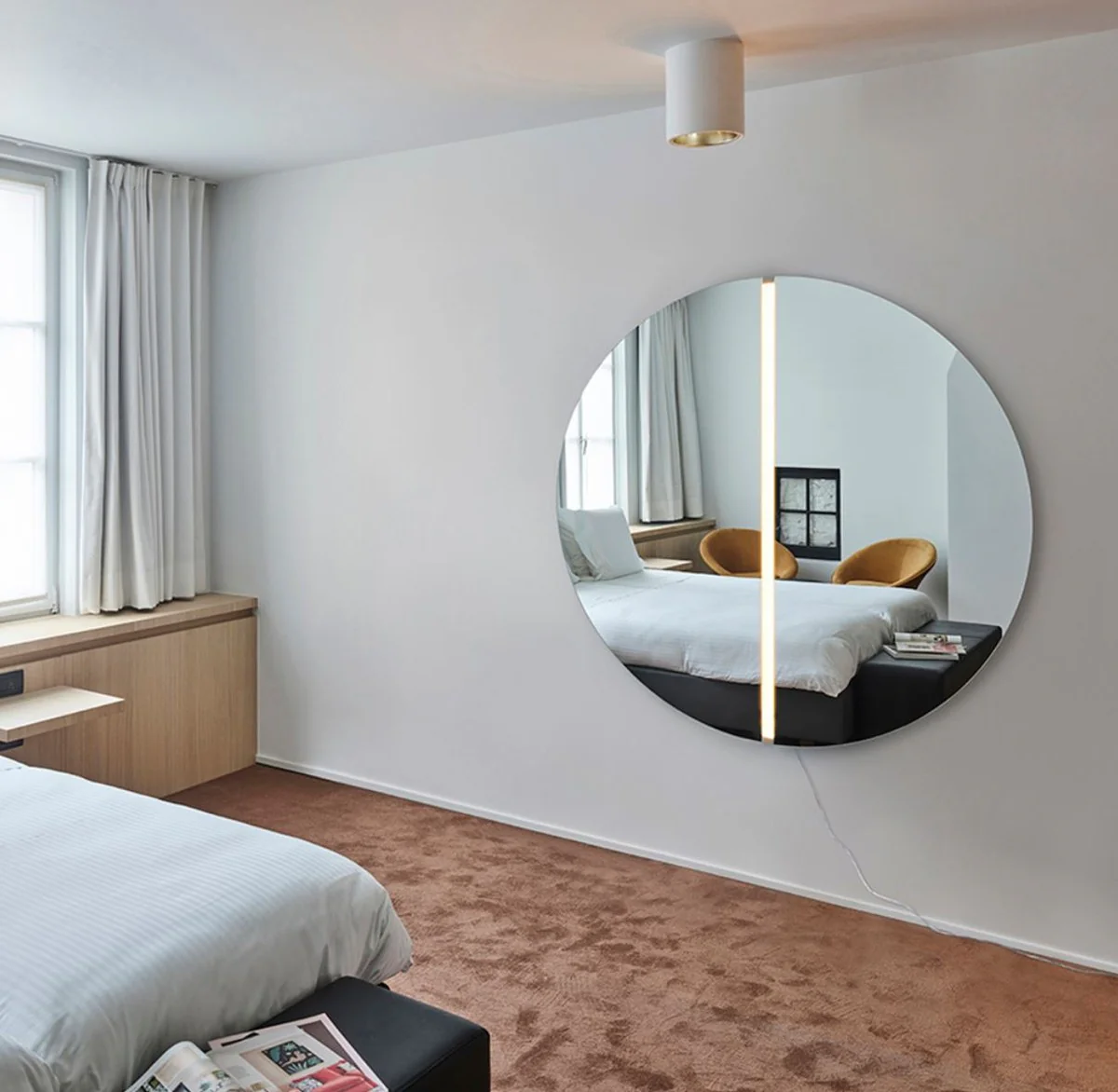 Luxury mirror Ø 150 cm - round wall mirror with LED strips - living room hotel restaurant boutique mirror