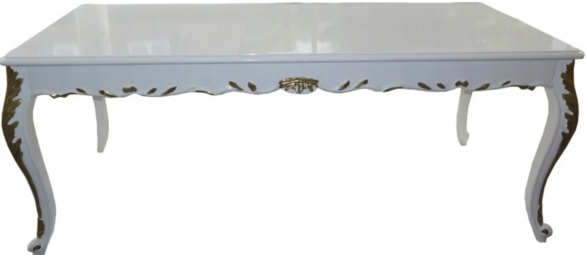 Baroque dining room set white / white / gold - dining table + 6 chairs - furniture antique style