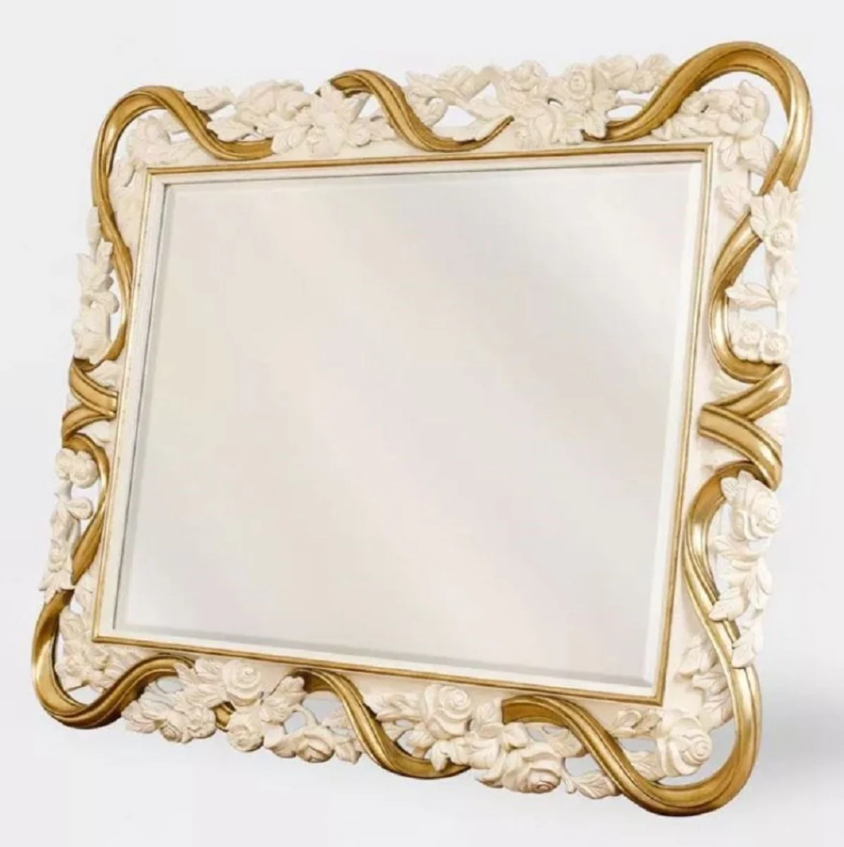 Luxury Baroque Mirror Cream White / Gold - Handmade Baroque Style Wall Mirror - Luxury Furniture in Baroque Style - Magnificent Baroque Furniture - Noble & Magnificent