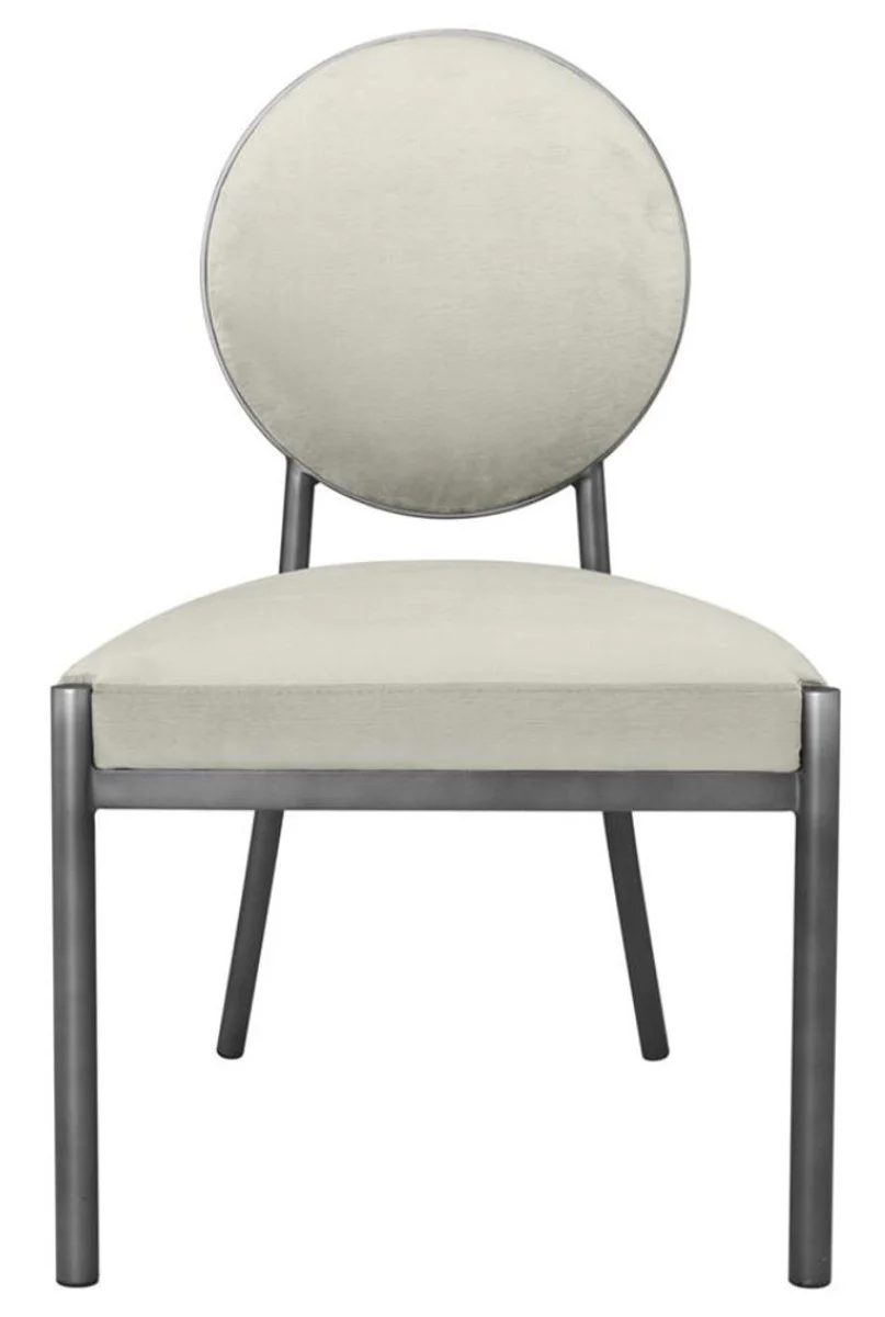 Dining room chair matt silver / light gray 57.5 x 60 x H. 91 cm - Luxury dining room furniture