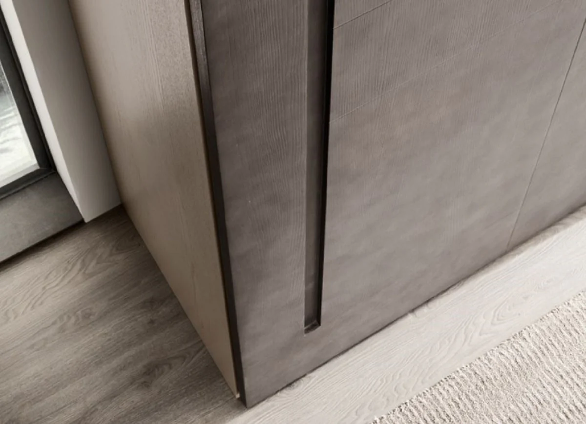 Luxury bedroom wardrobe gray 295 x 68 x H. 250 cm - solid wood wardrobe with 2 sliding doors - bedroom furniture - luxury quality