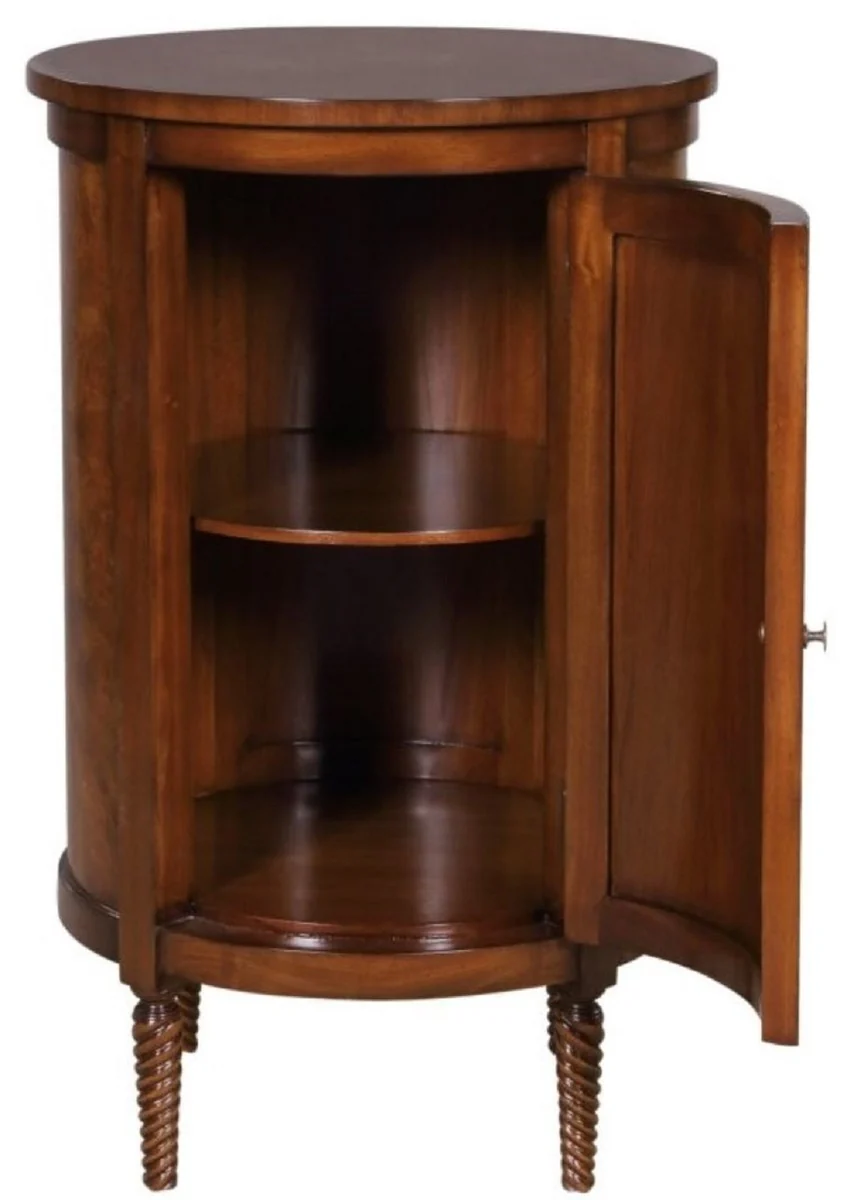 Luxury Art Nouveau chest of drawers light brown / brown Ø 57 x H. 82 cm - Small round cabinet with 2 doors