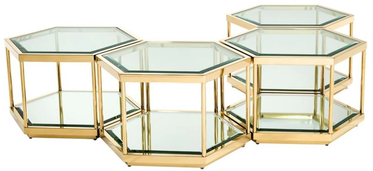Luxury coffee table / living room table set of 4 gold 60 x 52 x H. 36 cm - living room furniture