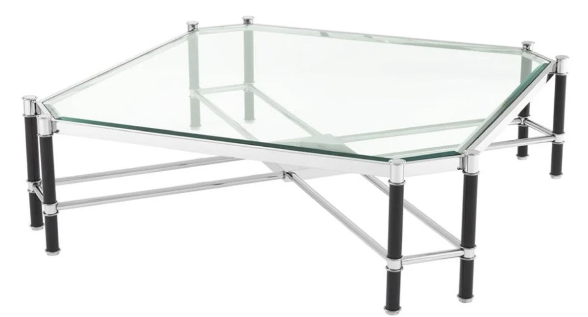 Luxury coffee table silver / black 115 x 115 x H. 35 cm - luxury living room furniture