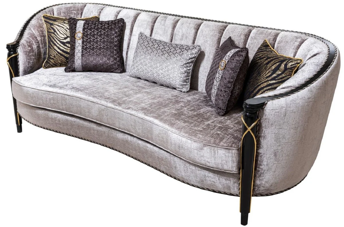 Luxury Baroque Living Room Sofa Silver / Black / Gold 245 cm