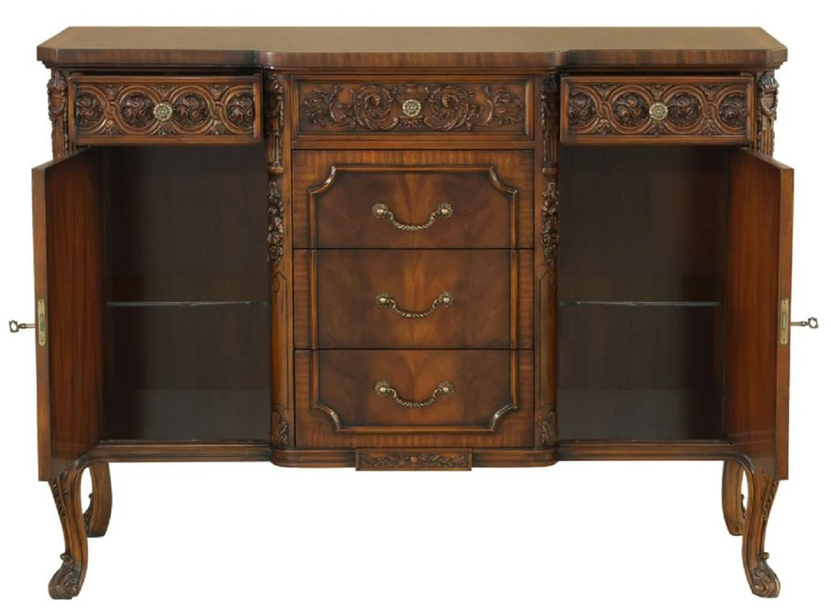 Luxury baroque chest of drawers brown - magnificent solid wood cabinet with 2 doors and 6 drawers - baroque furniture