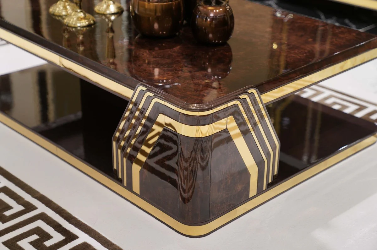 Luxury Art Deco Coffee Table Brown / Gold - Rectangular Living Room Table - Living Room Furniture - Art Deco Furniture - Luxury Furniture - Luxury Furnishings - Living Room Furnishings