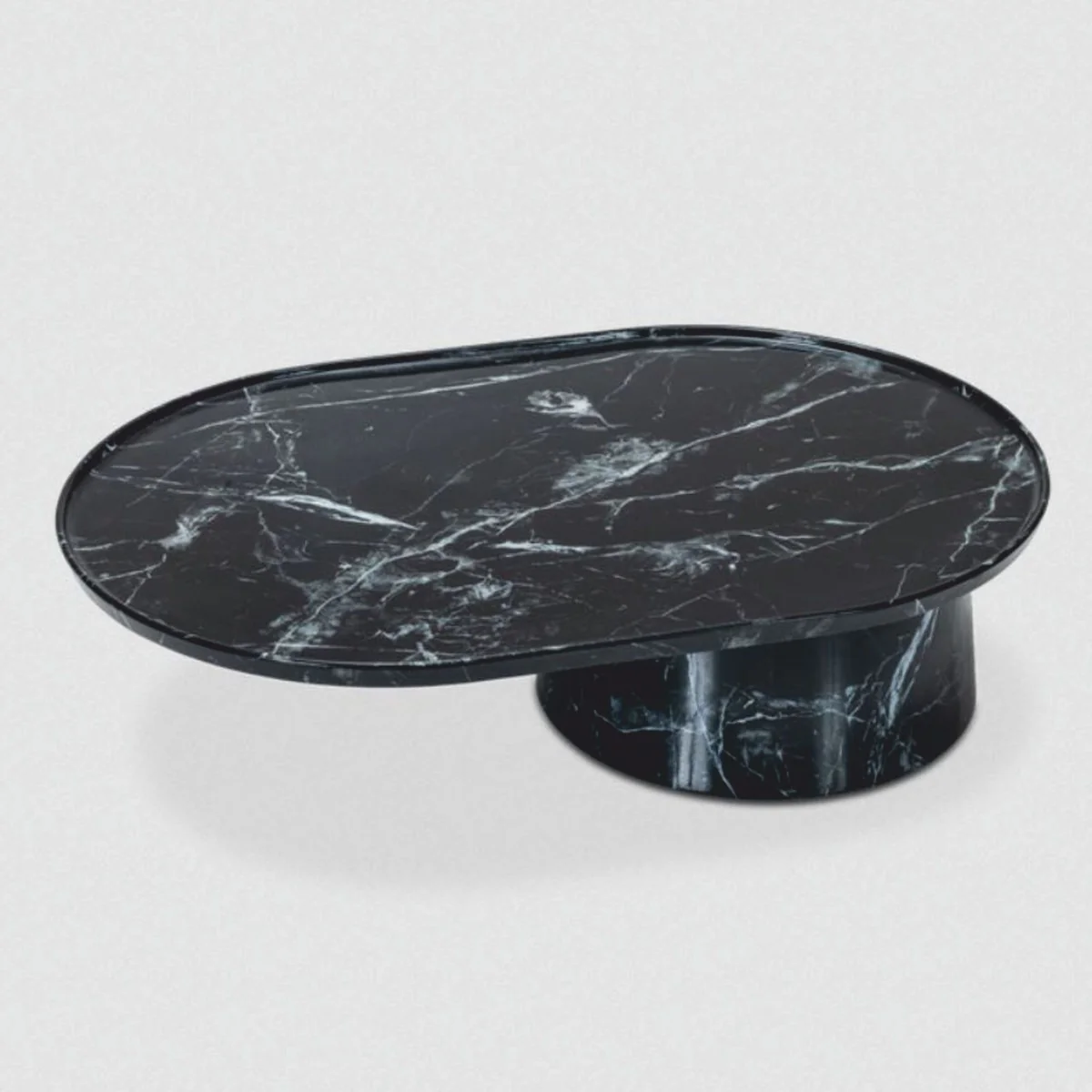 Luxury coffee table with oval marble table top black 120 cm
