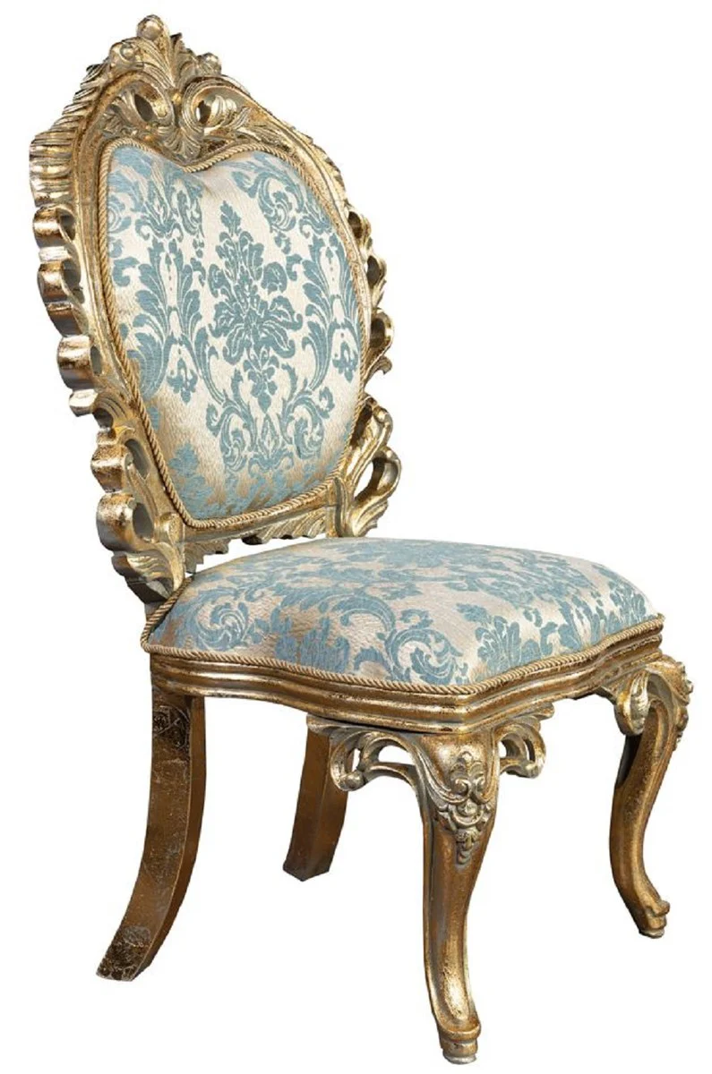 Luxury Baroque Dining Room Chair Set of 6 Turquoise / Gold - Magnificent Baroque Style Kitchen Chairs - Luxury Dining Room Furniture in Baroque Style - Baroque Dining Room Furniture - Baroque Style Furniture