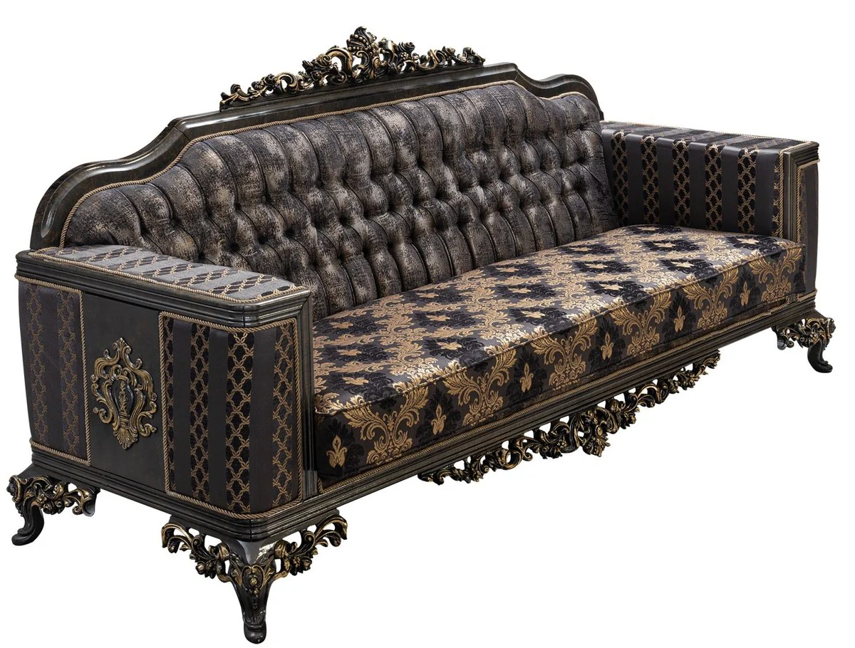 Luxury baroque sofa purple / gray / gold - baroque style living room sofa with elegant pattern - luxury living room furniture in baroque style - baroque furniture - baroque furnishings